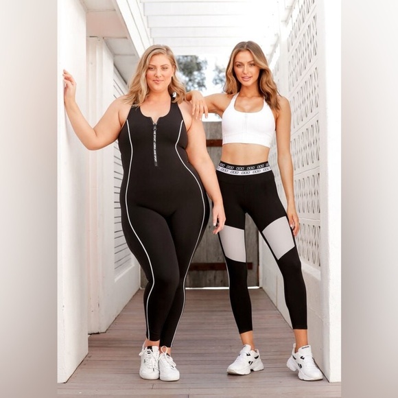 Lorna Jane Icon Retro Sport Ankle Biter Leggings Black Concrete Grey Size Small - Picture 7 of 11